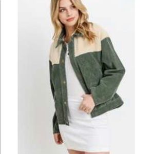 Corduroy fur olive color jacket